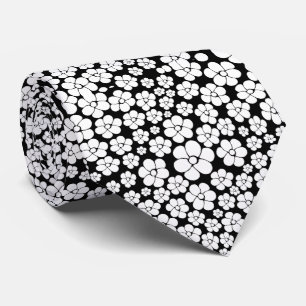 Retro Flower Mönster in White on Black Slips