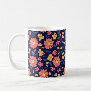 Retro Flower Mönster Kaffemugg