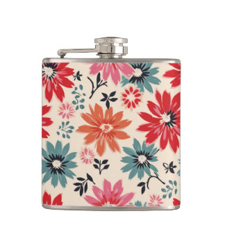 Retro Flower Mönster Red Orange Blue Fickplunta