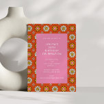 Retro Flower Orange Rosa 30års födelsedag Party Inbjudningar<br><div class="desc">Groovy Retro 60s Flowers Orange and Rosa 30års födelsedag Party bjudan - ålder kan ändras</div>