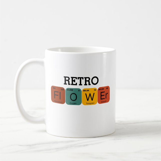 Retro Flower Periodic Bord Kaffemugg (Vänster)