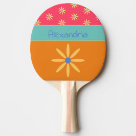Retro Flower Personlig Namn Pingisracket