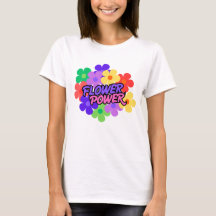 Retro Flower Power 60-70-tals Blommig Slogan T-Shi