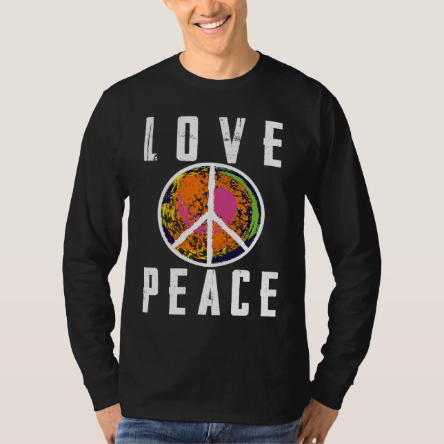Retro Flower Power 60s 70s  Love Peace Freedom 2 T Shirt (Framsida)