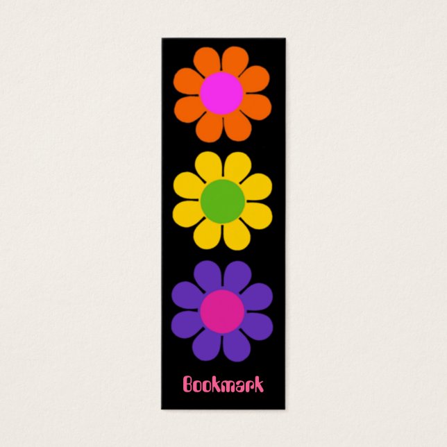 Retro Flower Power Bookmark Litet Visitkort (Framsidan)