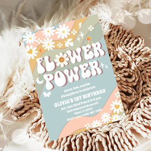 Retro Flower Power Födelsedagsinbjudan Inbjudningar