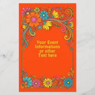 Retro Flower Power Rankor - Etikett Ram 1 Flygblad
