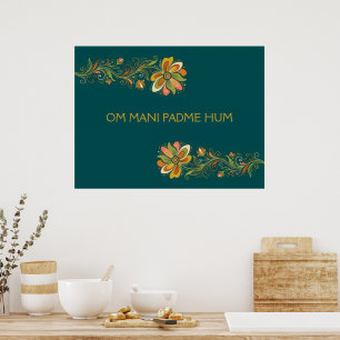 Retro Flower Power Rankor Kant 1 + din text Poster