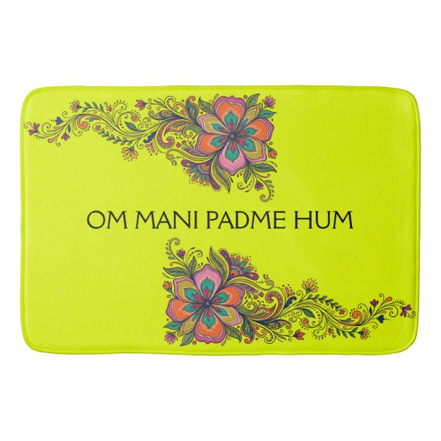 Retro Flower Power Rankor Kant 6 + din text Badrumsmatta (Framsidan)