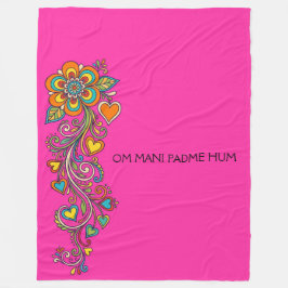 Retro Flower Power Rankor Kantlinje 18 + din text Fleecefilt