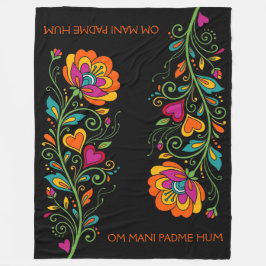 Retro Flower Power Rankor Kantlinje 19 + din text Fleecefilt