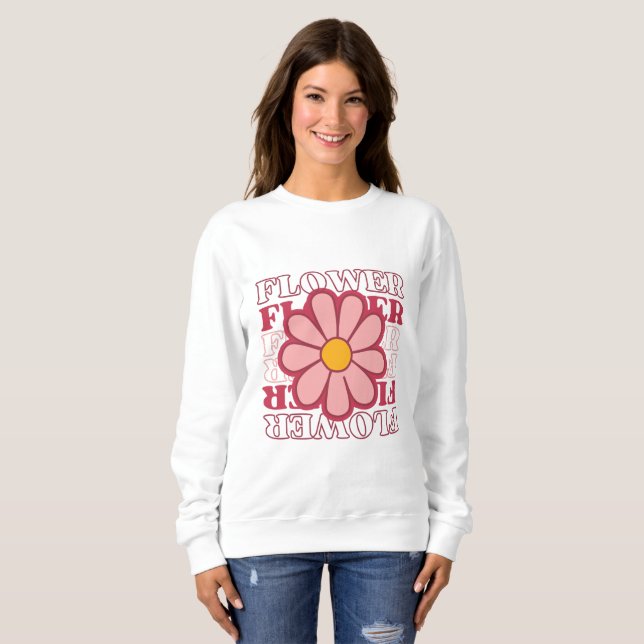 Retro Flower Power T-Shirt | Fetstipografi (Hel framsida)