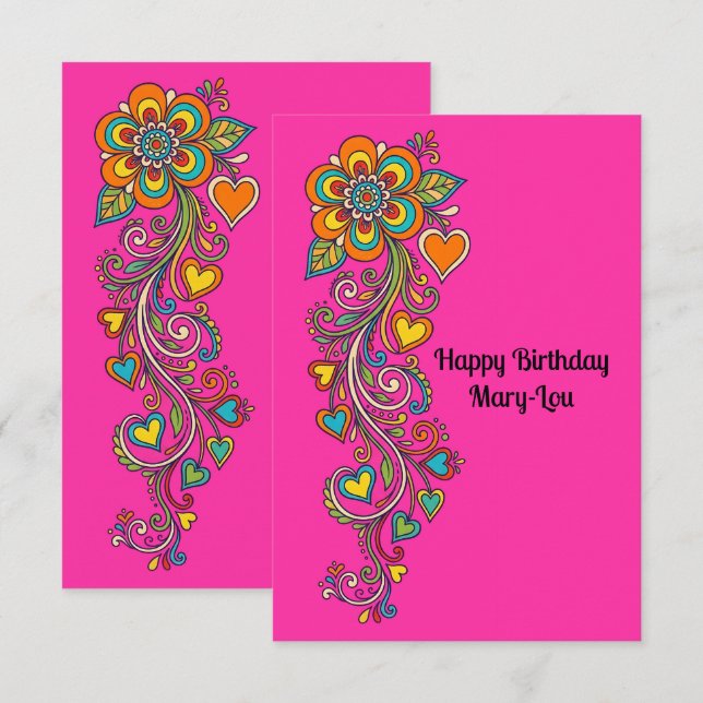 Retro Flower Power Tentakler Kant 18 + din text (Fram/baksida)