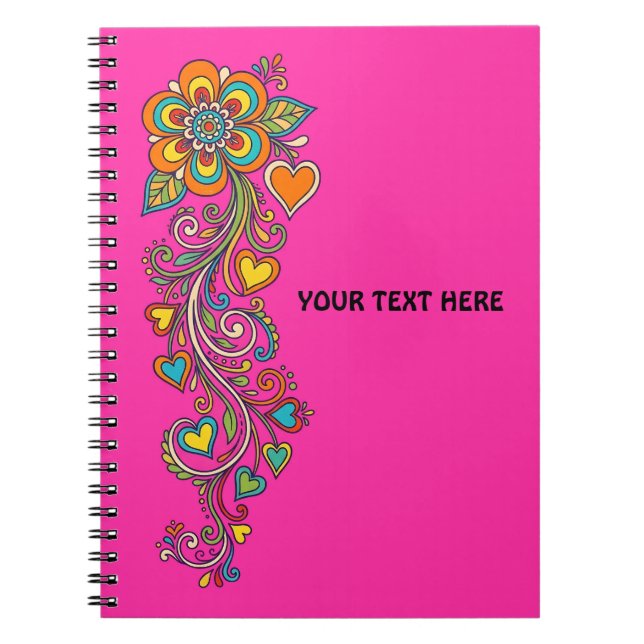 Retro Flower Power Tentakler Kant 18 + din text Anteckningsbok (Framsidan)