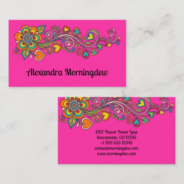 Retro Flower Power Tentakler Kant 18 + din text Visitkort (Fram/baksida)