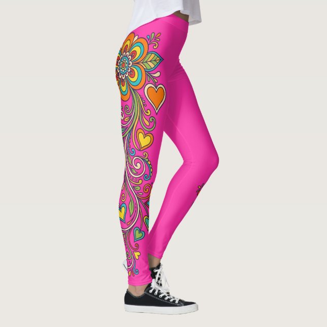 Retro Flower Power Tentakler Kant 18 Leggings (Höger)