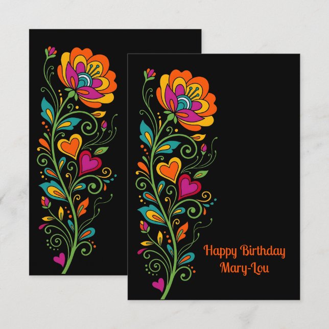 Retro Flower Power Tentakler Kant 19 + din text (Fram/baksida)