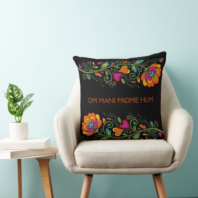 Retro Flower Power Tentakler Kant 19 + din text Kudde (Stol)