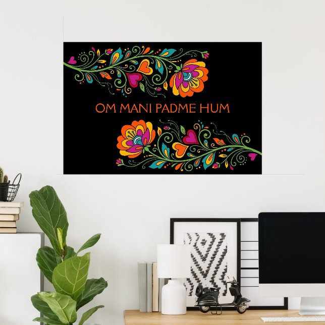 Retro Flower Power Tentakler Kant 19 + din text Poster (Hemmakontoret)