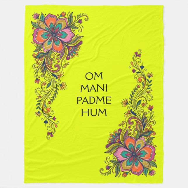 Retro Flower Power Tentakler Kant 6 + din text Fleecefilt (Framsidan)