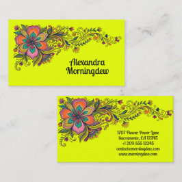 Retro Flower Power Tentakler Kant 6 + din text Visitkort