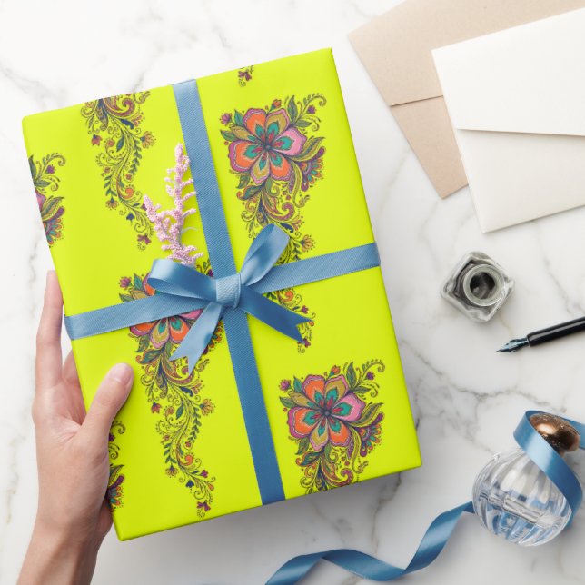 Retro Flower Power Tentakler Kant 6 Presentpapper (Gifting)