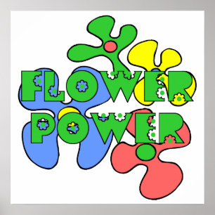 Retro flower poweraffisch poster