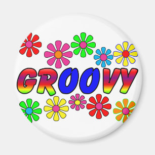 Retro flower powergåvor för Groovy 70-tal Magnet