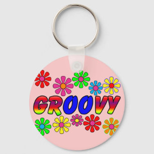 Retro flower powergåvor för Groovy 70-tal Nyckelring