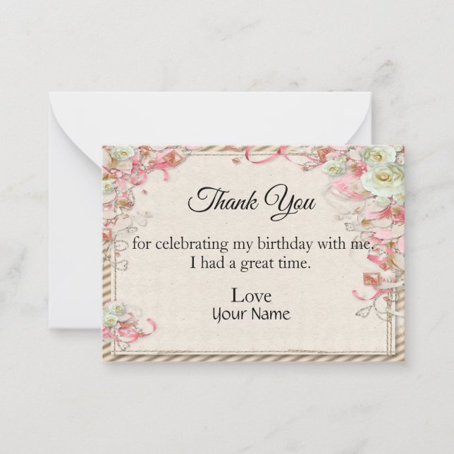 Retro Flower Ram för Tack Anteckningskort (Framsida)