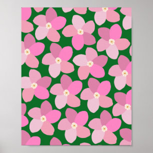 Retro Flower Rosa and Grönt Poster