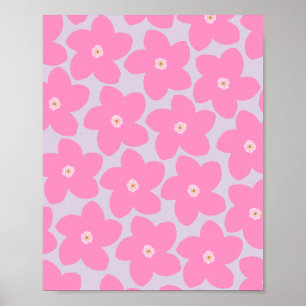 Retro Flower Rosa and Lila Poster