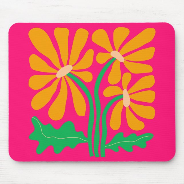 Retro Flower Rosa Mouse Pad Musmatta (Framsidan)