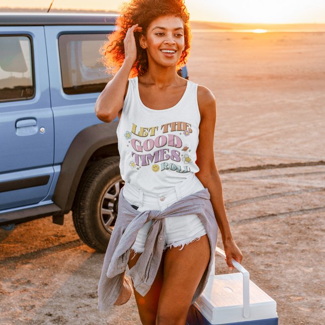 Retro Flower T-Shirt i mitten av århundradet Linne Med Racerback (Skapare uppladdad)