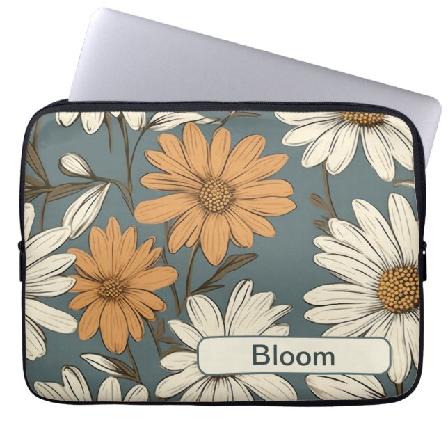 Retro Flowers 12 laptop sleeve (Framsidan)