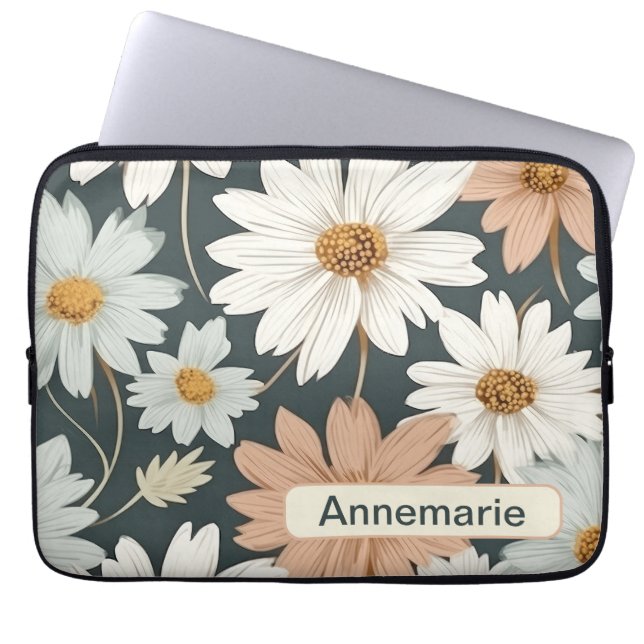 Retro Flowers 8 laptop sleeve (Framsidan)