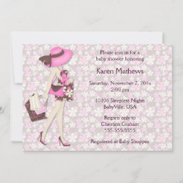Retro Flowers Baby Shower-inbjudan (Rosa CA) Inbjudningar