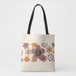 Retro Flowers "Bloom where you're Planted" Tote Tygkasse