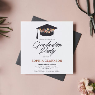 Retro Flowers Cap Studenten Inbjudningar