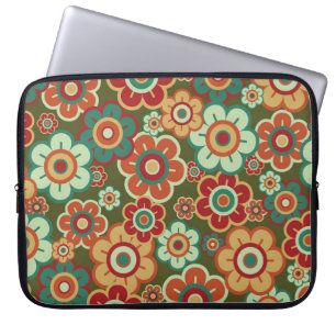 Retro Flowers Daisy Mönster Trendig Laptop sleeve