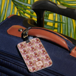 Retro Flowers-estetik - Monogrammed Bagagebricka