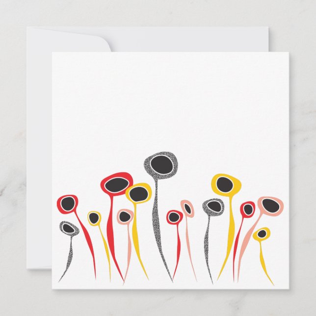 Retro Flowers Greeting Card Kort (Framsida)