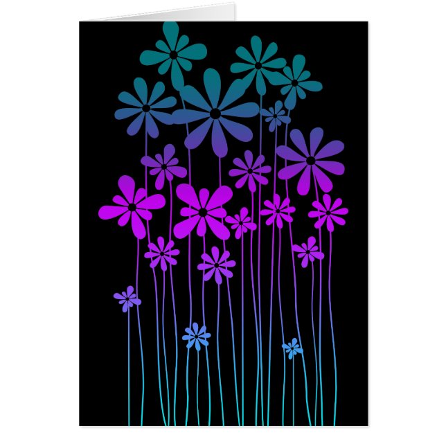 Retro Flowers Hälsningskort (Framsidan)
