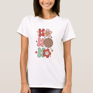Retro Flowers Ho Ho Ho Helgdag T-Shirt