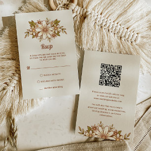Retro Flowers Kombinerad QR-kod och traditionell OSA Kort
