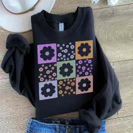 Retro Flowers Kontrollerade Mönster T Shirt