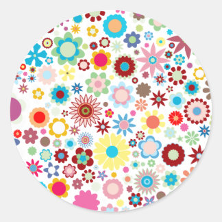 Retro Flowers kuvertförsegling Runt Klistermärke