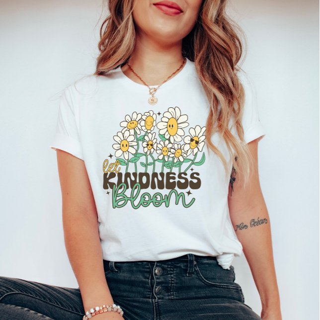 Retro Flowers Let Kindness Bloom T Shirt (Skapare uppladdad)