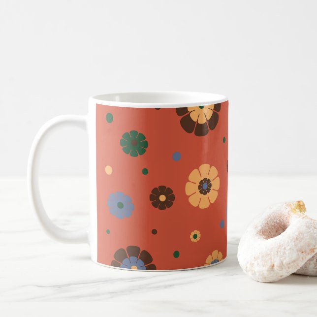 Retro Flowers Mugg (Med munk)