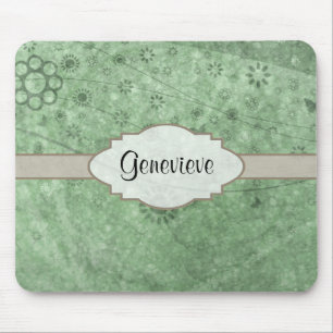 Retro Flowers och Butterflies Aqua.png Musmatta